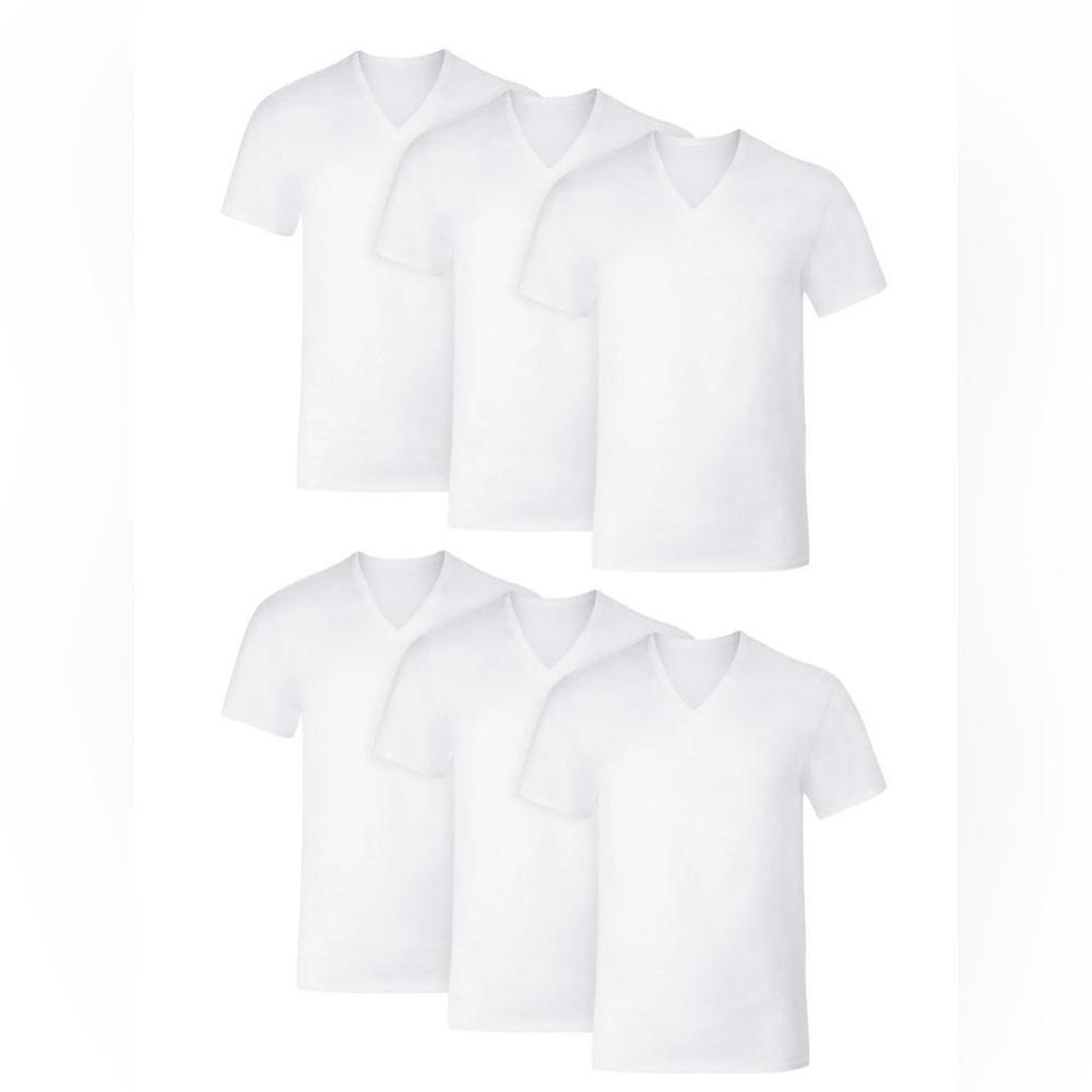 Hanes Men's V-Neck Undershirt Pack, Cotton Stretch, Moisture-Wicking, 6-Pack